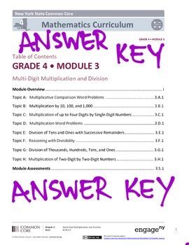 An outline of learning goals, key ideas, pacing suggestions, and more! Nys Common Core Mathematics Curriculum Answer Key Grade 5 Module 3 - engageny 5th grade module 1 ...