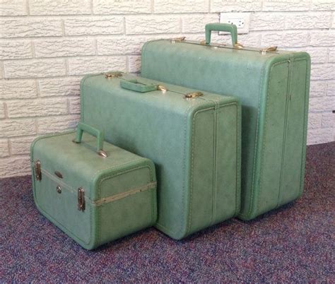 Seafoam Green Suitcase Set Vintage Suitcase Luggage Set 3 Etsy