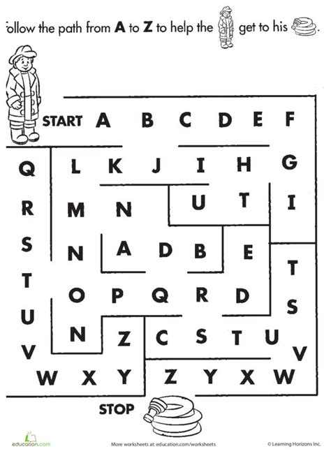 Alphabet Maze Worksheet For 1st 3rd Grade Lesson Planet