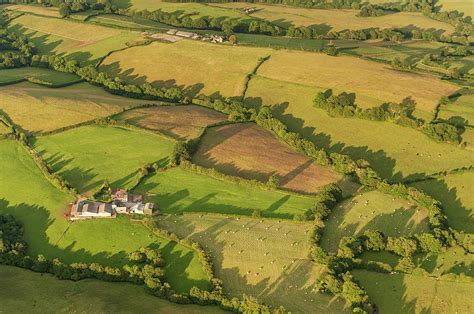 Aerial View Over Farms Fields Summer By Fotovoyager