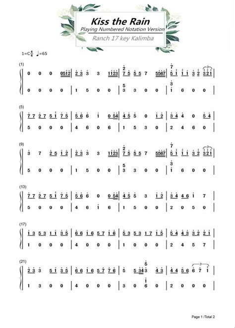 Sheet music arranged for piano/vocal/chords, and singer pro in e major (transposable). Ranch Beginners 17 key Kalimba Lesson 4 - Kiss the Rain | Song notes, Piano notes songs, Thumb piano