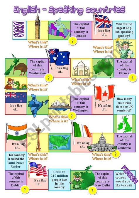 English Speaking Countries Board Game 2 Esl Worksheet By Diana561