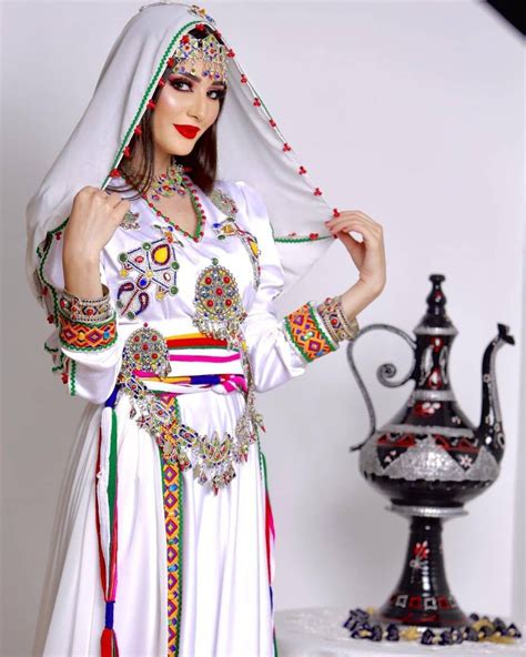 Algerian Traditional Kabyle Dress With Traditional Kabyle Jewelry