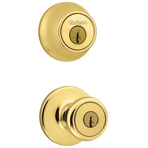 Kwikset Tylo Polished Brass Entry Lock And Single Cylinder Deadbolt