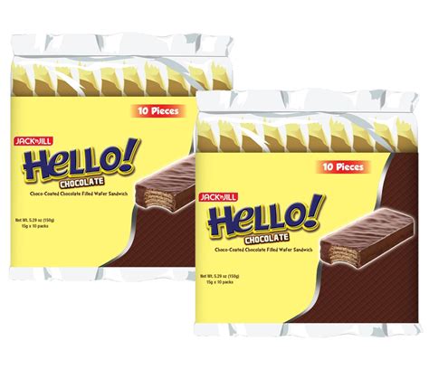 Hello Choco Coated Chocolate Filled Wafer Sandwich 10 X 15g Pack Of
