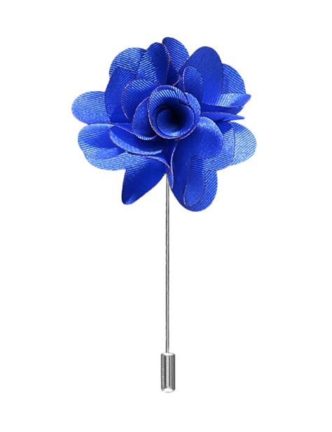 Mens Royal Blue Silk Flower Lapel Pin Hawes And Curtis