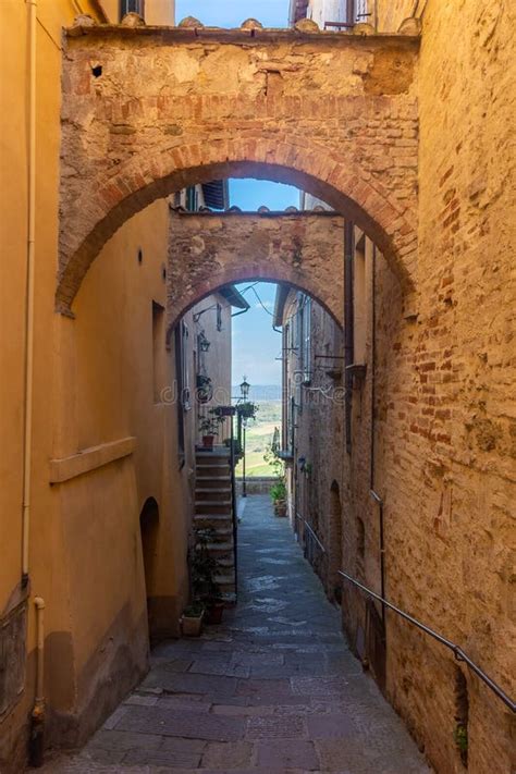 Medieval Street In The Historic Center Of Montepulciano Tuscany Italy