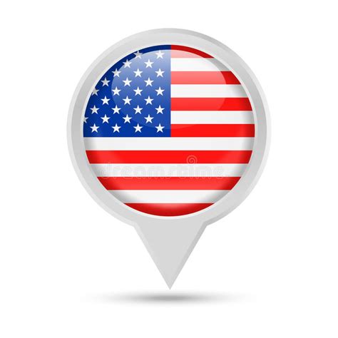 United States Flag Round Pin Vector Icon Stock Illustration