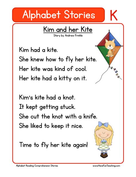 If you live in canada and are having difficulties accessing, please contact us so we can help . Alphabet Stories Letter K Reading Comprehension Worksheet | Have Fun ...