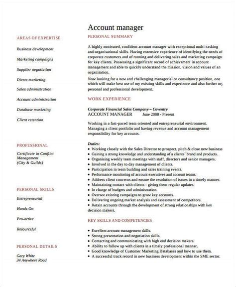 account manager resume templates