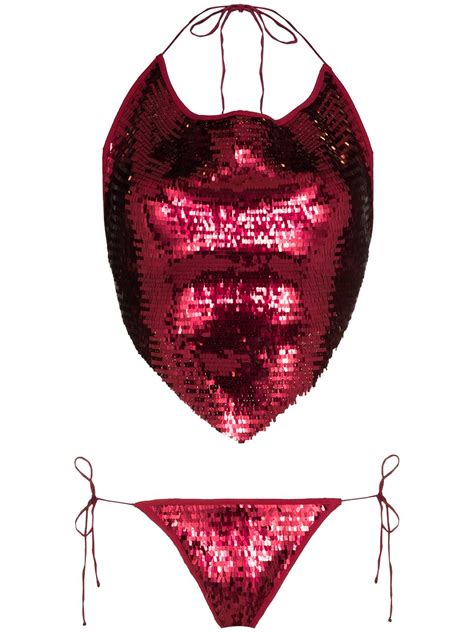 Oséree Sequin Embellished Bikini Set Farfetch