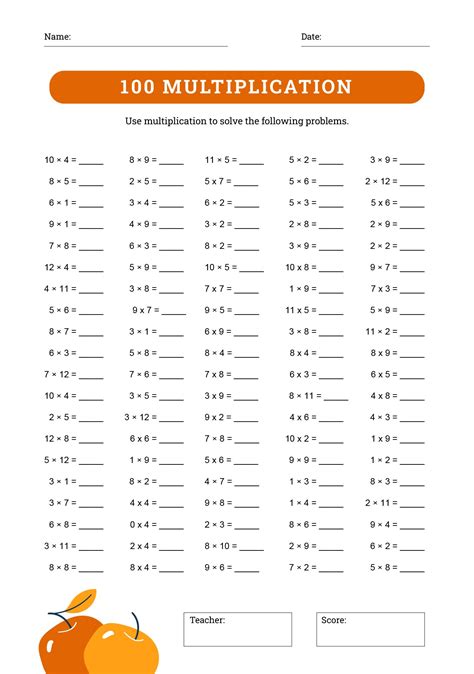6 Best Images Of Printable Timed Math Drills Multiplication 100