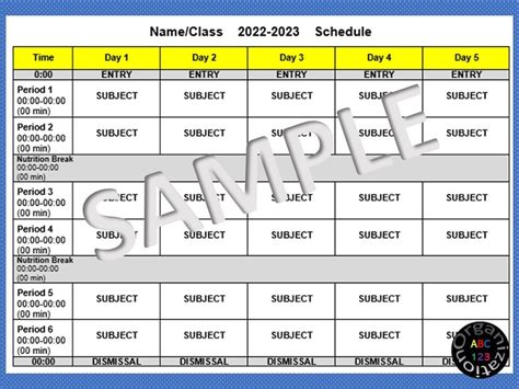 Editable Weekly Schedule Template For Teacherselementary Teacher