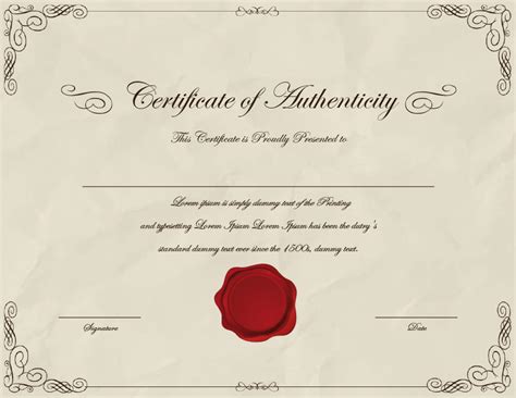 Free Printable Certificate Of Authenticity Templates