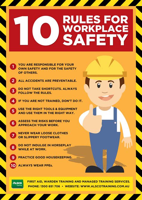 Alsco Training Safety Posters Workplace Safety Rules A4 Alsco Training