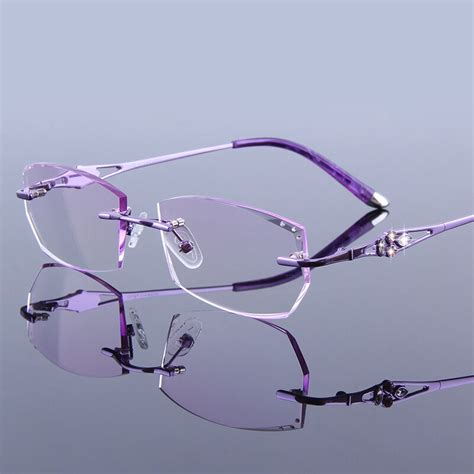 High Clear Reading Glasses Women Luxury Rhinestone Eyeglasses Rimless