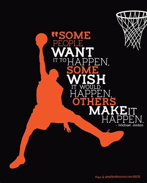 Michael Jordan Make It Happen Quote Typographic Etsy Basketball