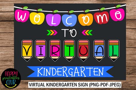 Welcome To Virtual Kindergarten Sign Graphic By Happy Printables Club