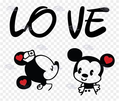 Mickey And Minnie Kissing Svg