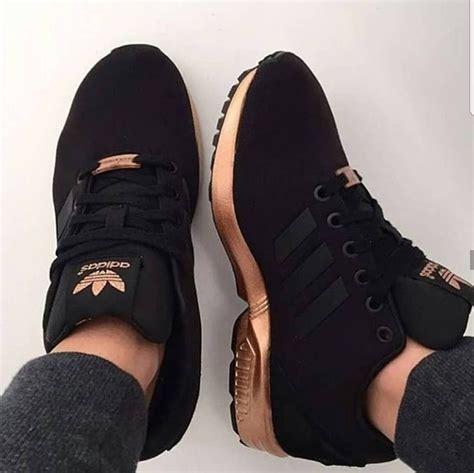 Get the comfort of sneakers and the style of casual with this 70s inspired luxe sneakers. Adidas ZX Flux black rose gold / women's sneakers by Dee ...