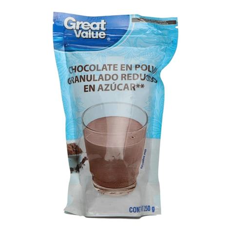 Chocolate en polvo Great Value reducido en azúcar g Walmart