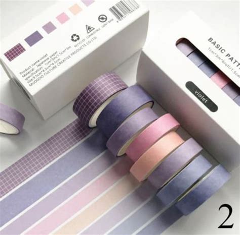 Pcs Washi Tape Set Cute Solid Color Washi Tape Grid Masking Etsy