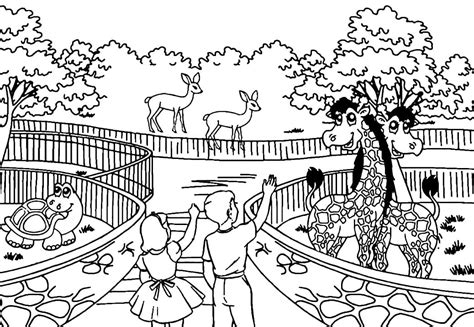 Kids And Zoo Animals Coloring Page Free Printable Coloring Pages For Kids