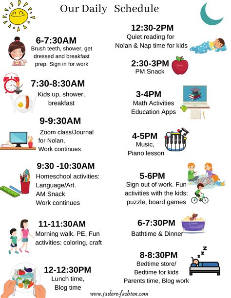 Daily Schedule Board For Kids Jamas The Olvidare