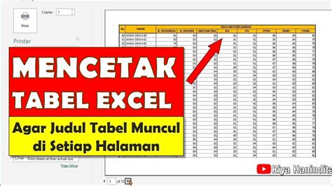 Cara Mencetak Tabel Excel Agar Judul Tabel Selalu Muncul Di Setiap