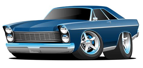Classic Sixties Style Big American Muscle Car Cartoon Vector