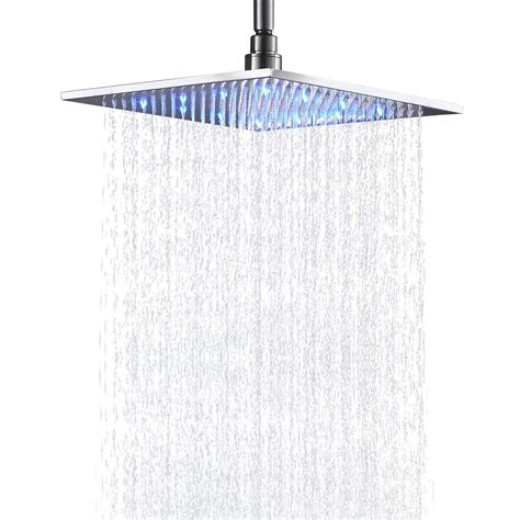 Senlesen Bathroom Rainfall Shower Head 12 Inch Led Colors Square Overhead Replacement Head
