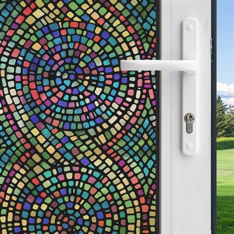 Gila Glass Scenes 36 In X 78 In Multi Colored Spiral Mosaic Privacy