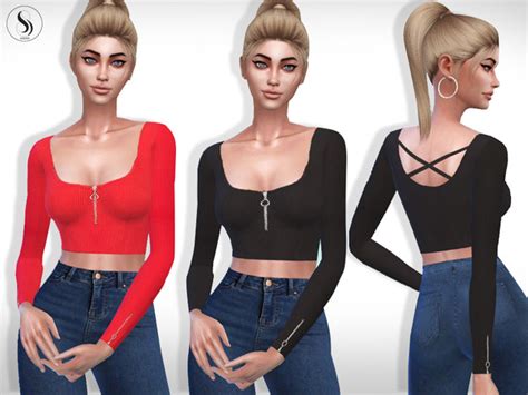 Long Sleeve Front Zip Tops By Saliwa At Tsr Sims 4 Updates