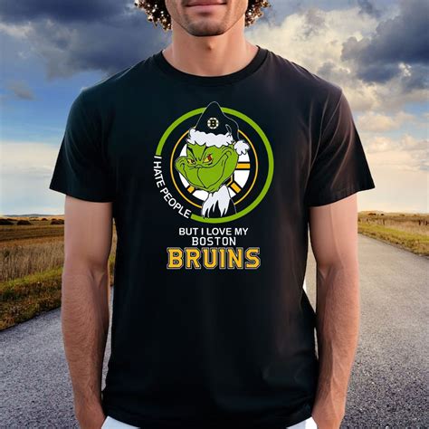 Grinch I Hate People But I Love My Boston Bruins Shirt Office