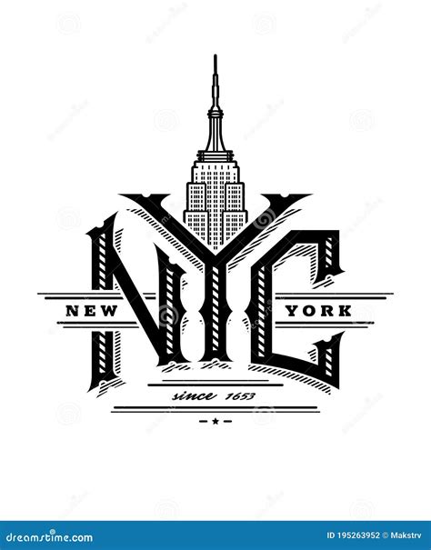 Nyc Letters And Empire State Building New York City Logo Emblem