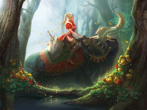 Fondos de pantalla mujer Arte fantasía dragón selva mitología