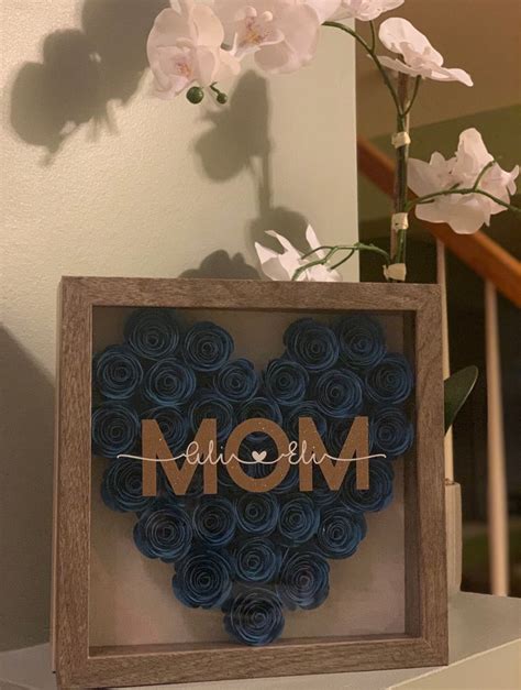 Mom Shadow Box Paper Flower Shadow Box Heart Shadow Box Mom | Etsy