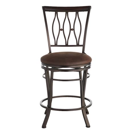 Marsol Brown Swivel Counter Stool With Faux Leather Seat