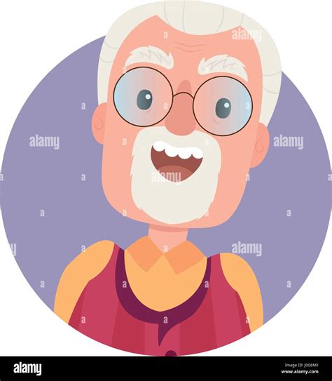 Avatar Of Happy Old Man Grandfather In Glasses Stock Vector Image And Art Alamy