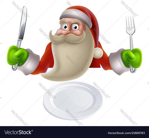 Santa Eating Christmas Dinner Food Royalty Free Vector Image