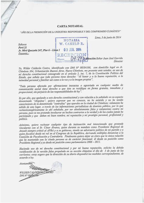 Carta Notarial De Wilder CalderÓn ~ Wilder Calderón Castro