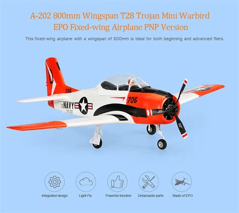 T 28 Trojan A 202 Warbird 800mm Wingspan Epo Electric Rc Plane Pnp