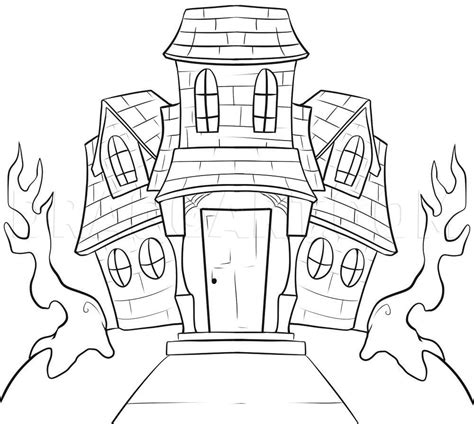 How To Draw A Haunted House Step By Step Drawing Guide By Dawn