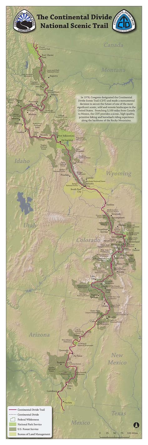 Large Poster Size Cdt Map Continental Divide Trail Coalition Hiking