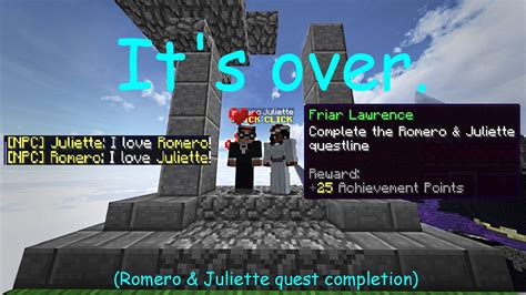 Its Over Romero And Juliette Quest Completion Hypixel Skyblock