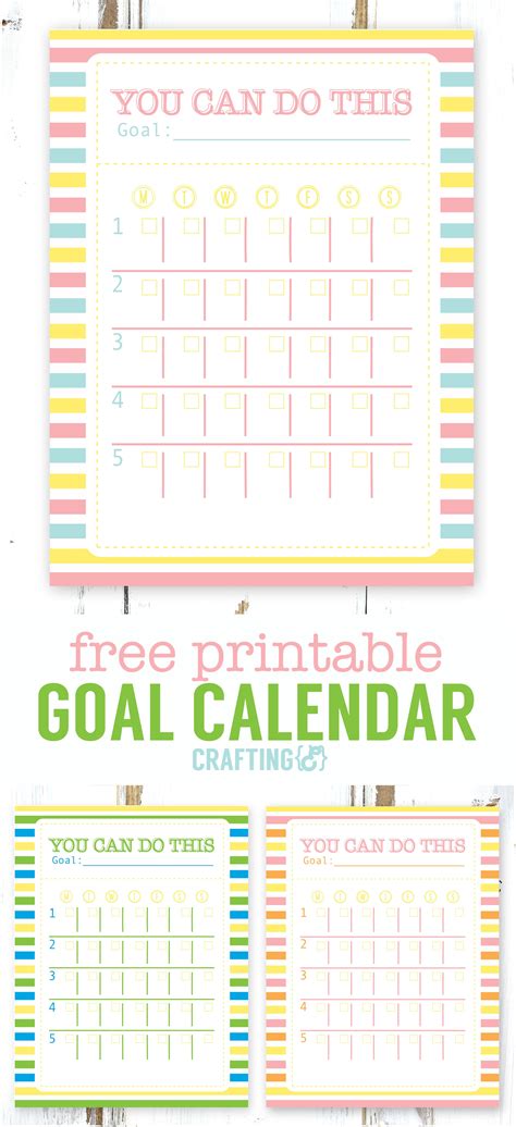 Downloads Archives Craftinge E Free Goal Printables Goal Calendar