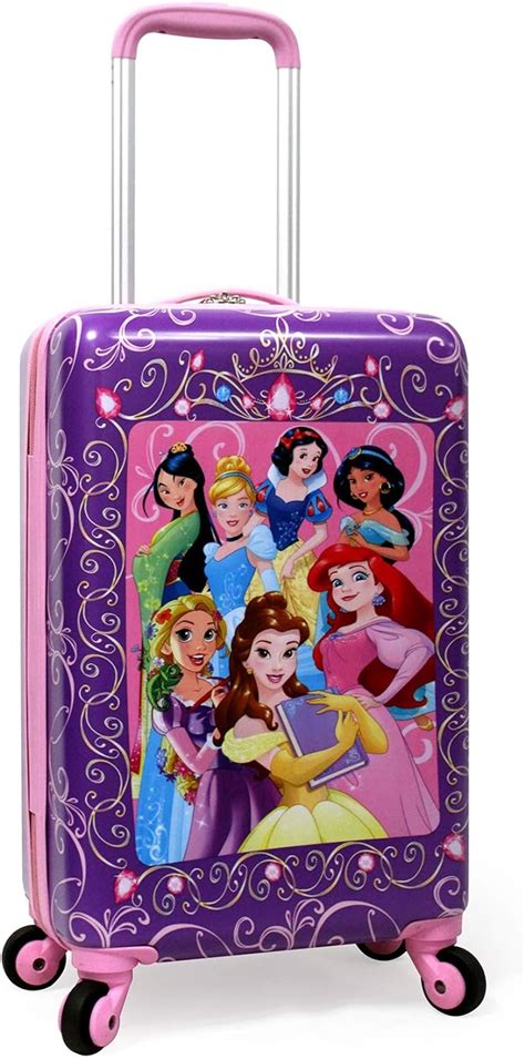 disney princess luggage 20 inches hard sided rolling spinners carry on tween travel trolley