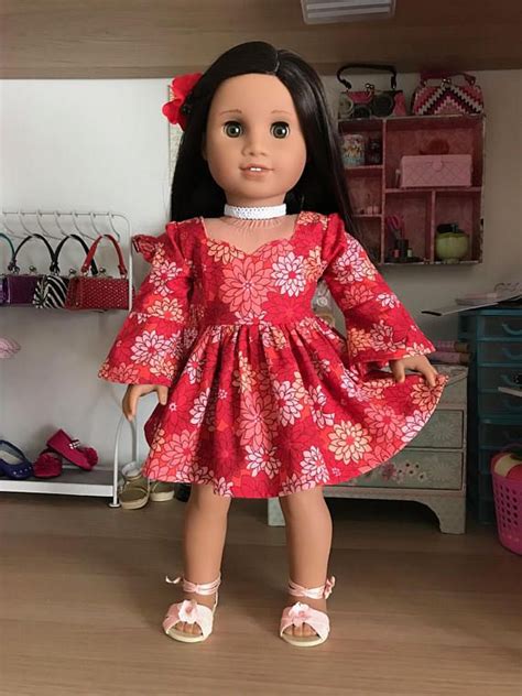 18 Inch 18 Doll Clothes Pretty Flowered Dress In Etsy Canada Doll