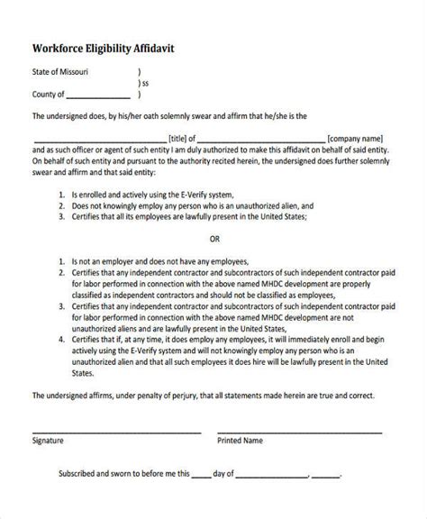 Free 9 Sample Eligibility Affidavit Forms In Pdf Ms Word