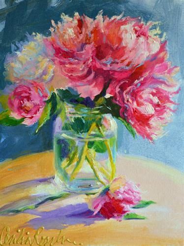 Daily Paintworks Peonies From La Original Fine Art For Sale